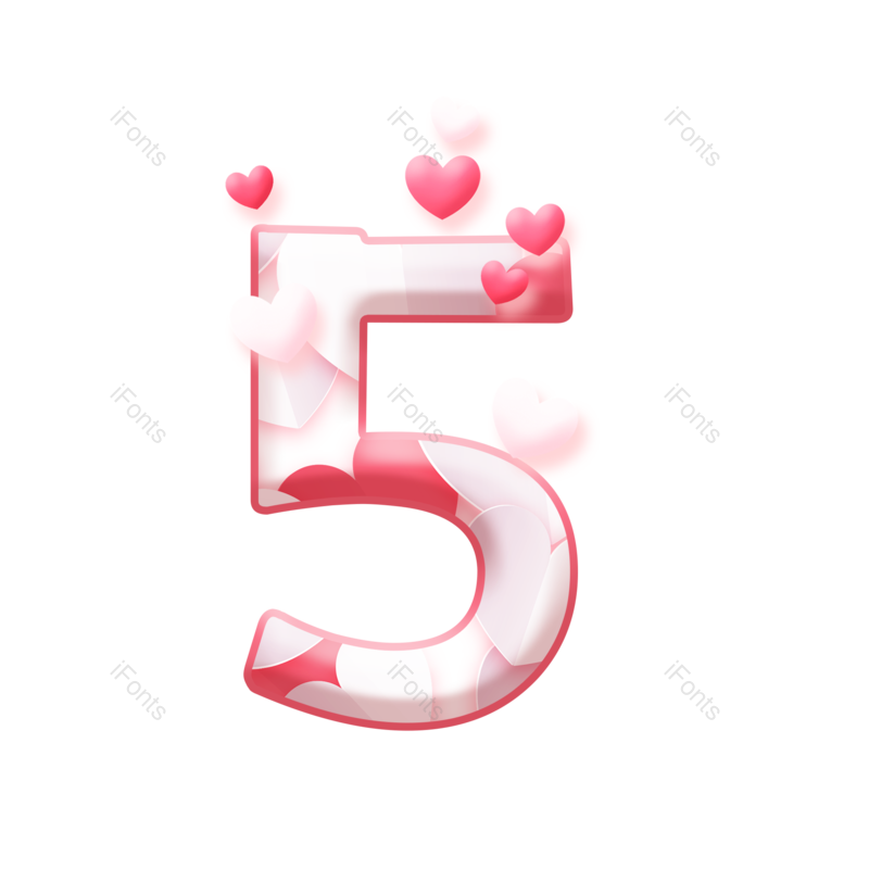 艺术字图片,数字5元素,粉色PNG,免抠素材